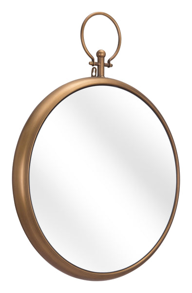 Gold Round Hanging Mirror