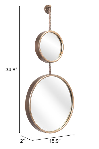 Two Part Gold Hanging Mirror