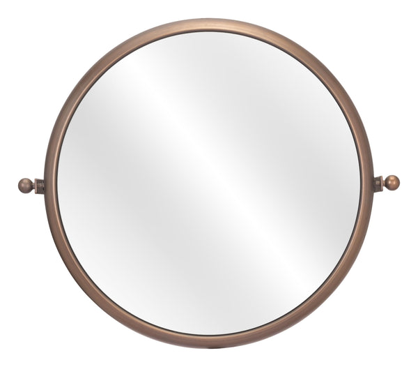 Industrial Gold Round Mirror