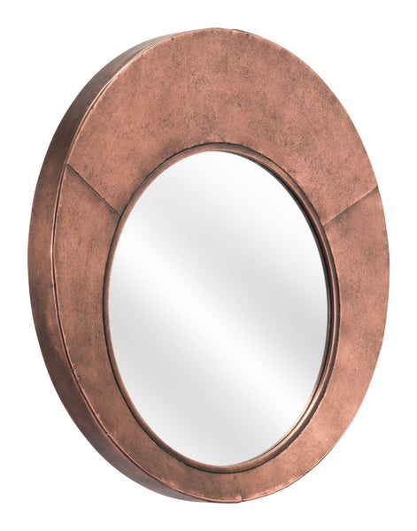 Contemporary Copper Round Mirror