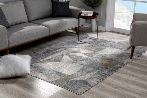 4’ x 6’ Gray Distressed Prism Modern Area Rug