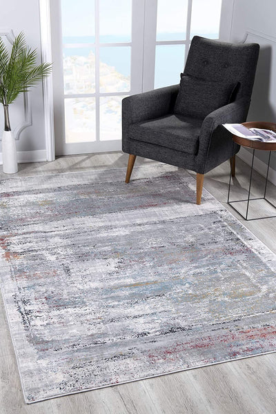 4’ x 6’ Gray Abstract Irregular Blocks Area Rug