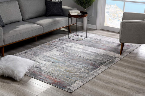 4’ x 6’ Gray Abstract Irregular Blocks Area Rug