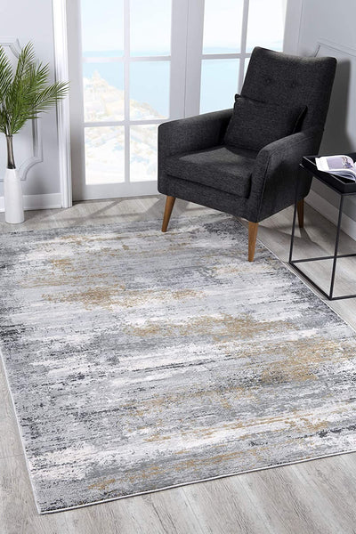 4’ x 6’ Gray Mod Distressed Strokes Area Rug