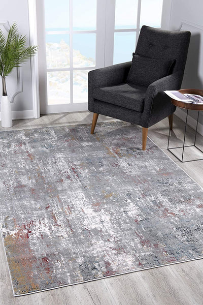 4’ x 6’ Gray and Ivory Abstract Area Rug