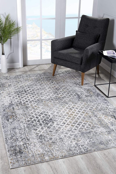 2’ x 5’ Gray and Ivory Distressed Area Rug