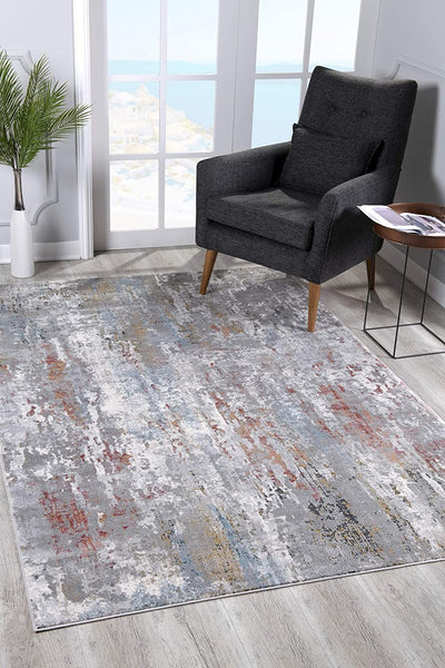 2’ x 4’ Gray Abstract Pattern Area Rug