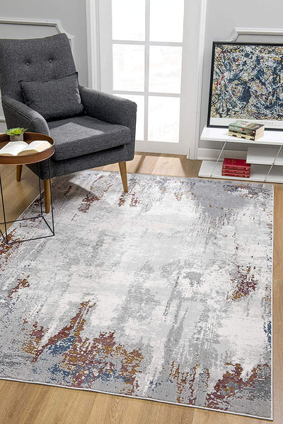 4’ x 6’ Gray and Ivory Modern Abstract Area Rug