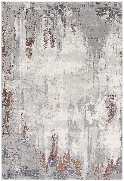 4’ x 6’ Gray and Ivory Modern Abstract Area Rug