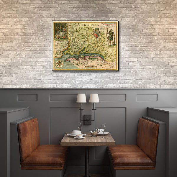 24" x 32" Map of Virginia c1627 Vintage Poster Wall Art