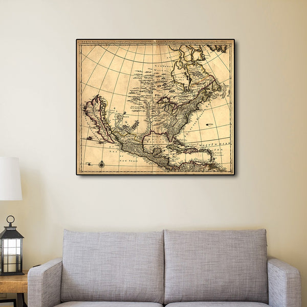 24" x 28" Map of North America c1685 Vintage Poster Wall Art