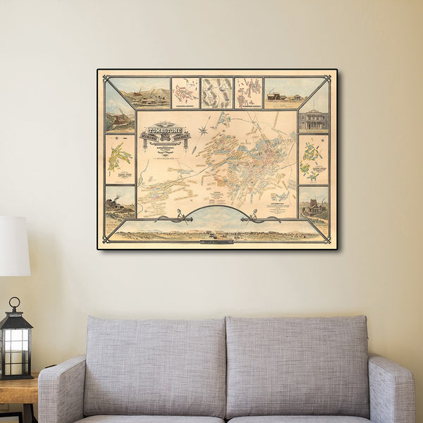 20" x 28" Map of Tombstone Mining District Vintage Travel Poster Wall Art