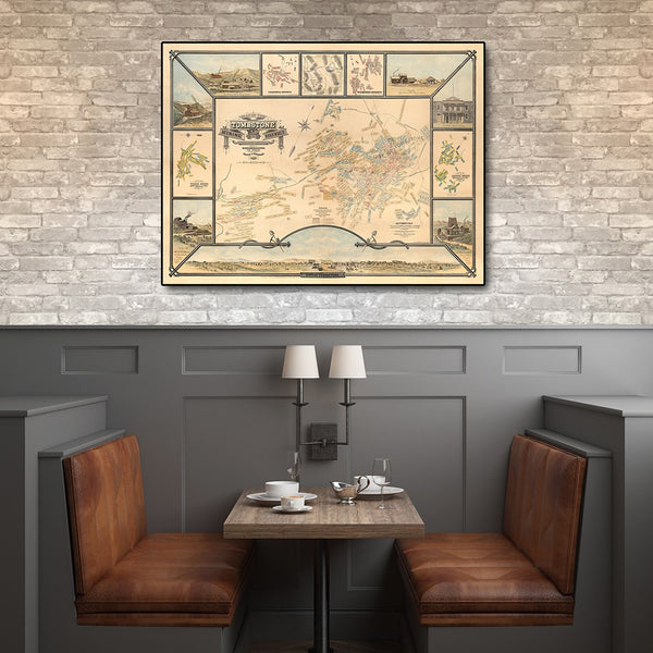 20" x 28" Map of Tombstone Mining District Vintage Travel Poster Wall Art