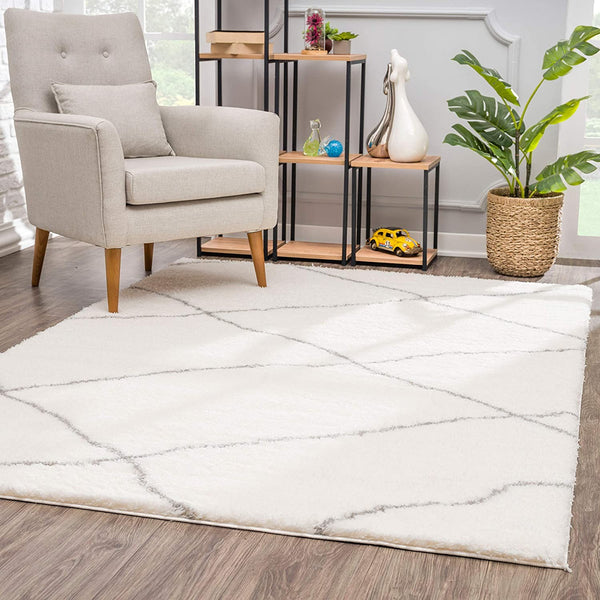 3’ x 5’ Ivory Modern Uneven Lattice Area Rug