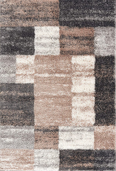 3’ x 5’ Beige Modern Blocks Area Rug