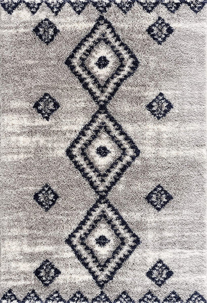 3’ x 5’ Gray and Navy Boho Chic Area Rug