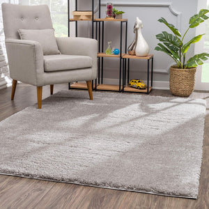 3’ x 5’ Ivory Modern Solid Shag Area Rug