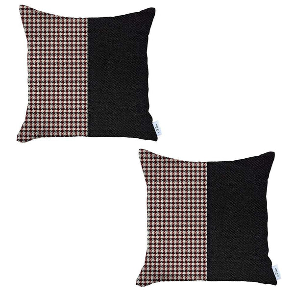 Set of 2 Black Faux Leather Pillow Covers
