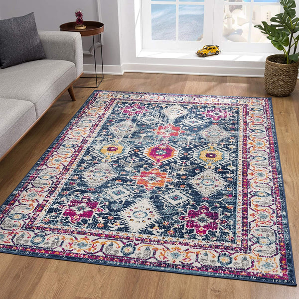 2’ x 12’ Navy Traditional Decorative Runner Rug