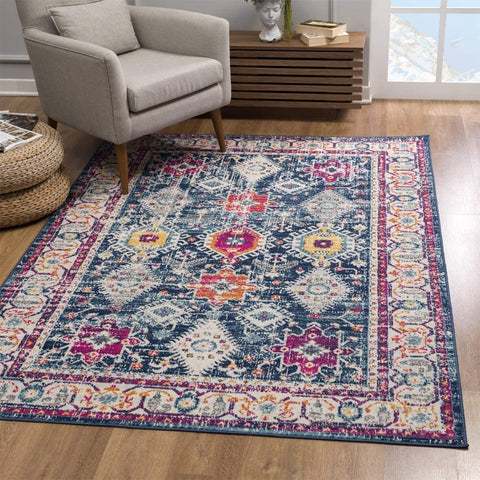 2’ x 12’ Navy Traditional Decorative Runner Rug