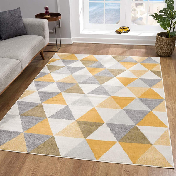 2’ x 4’ Yellow Triangular Lattice Area Rug