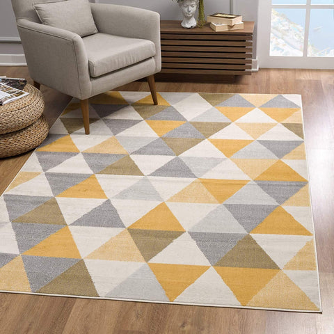 2’ x 5’ Yellow Triangular Lattice Area Rug