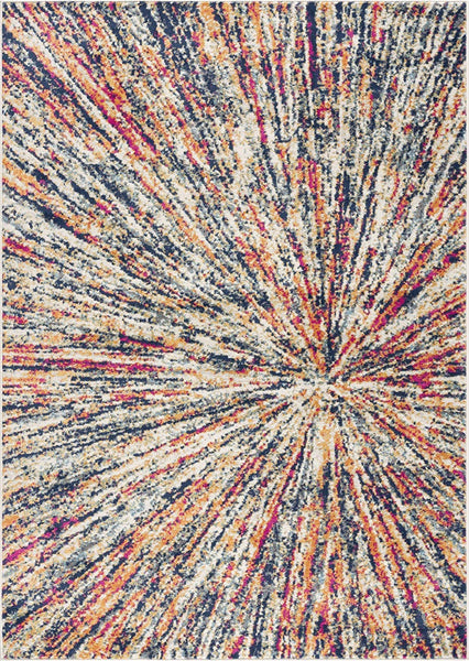 2’ x 4’ Cream Celestial Burst Abstract Area Rug