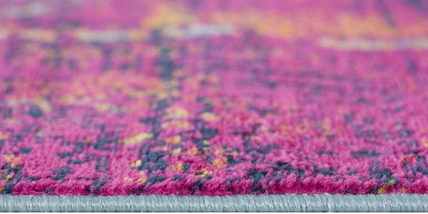 2’ x 12’ Gray and Magenta Abstract Runner Rug