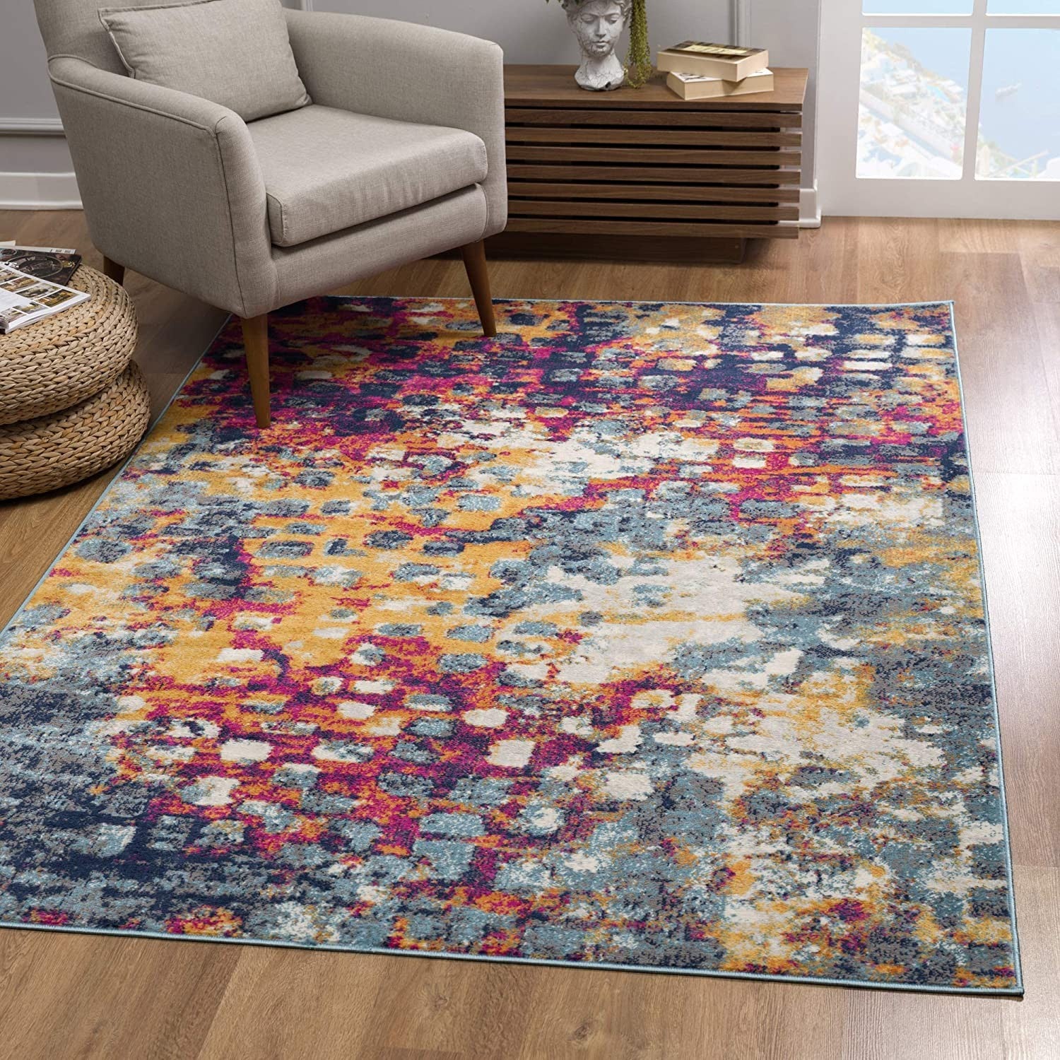 2’ x 10’ Multicolored Abstract Painting Runner Rug