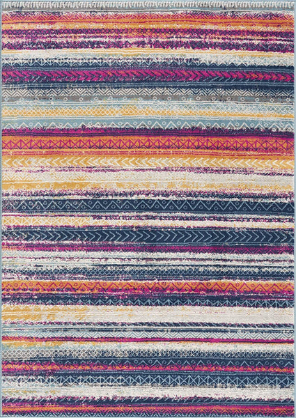 2’ x 10’ Multicolor Irregular Striped Runner Rug