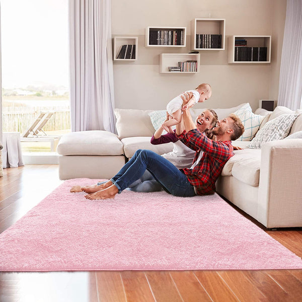 4’ x 5’ Pink Solid Modern Area Rug