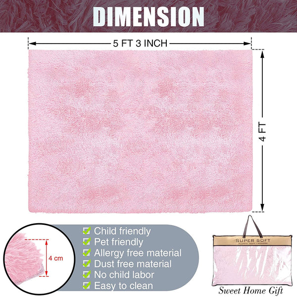 4’ x 5’ Pink Solid Modern Area Rug