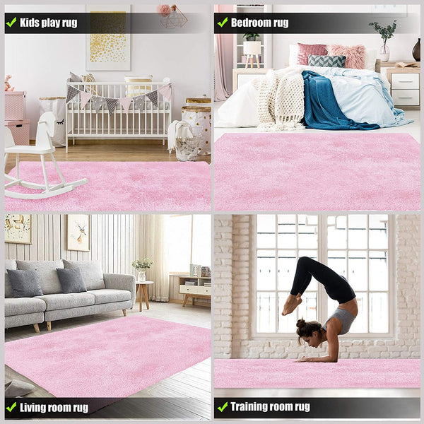 4’ x 5’ Pink Solid Modern Area Rug