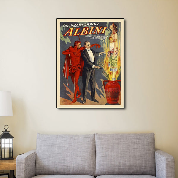 24" x 32" The Incomparable Albini Vintage Magic Poster Wall Art