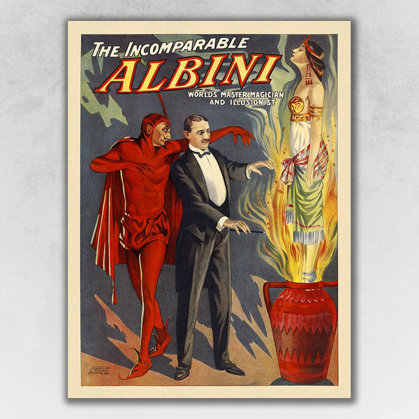 24" x 32" The Incomparable Albini Vintage Magic Poster Wall Art