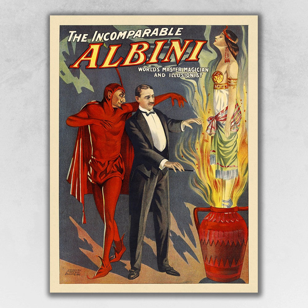 8.5" x 11" The Incomparable Albini Vintage Magic Poster Wall Art