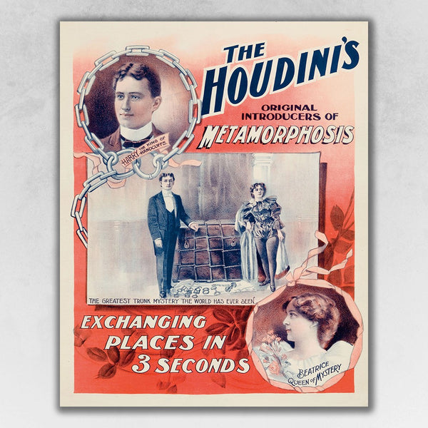 18" x 24" The Houdini's Metamorphosis Vintage Magic Poster Wall Art