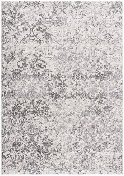 4’ x 6’ Cream and Gray Faded Filigree Area Rug