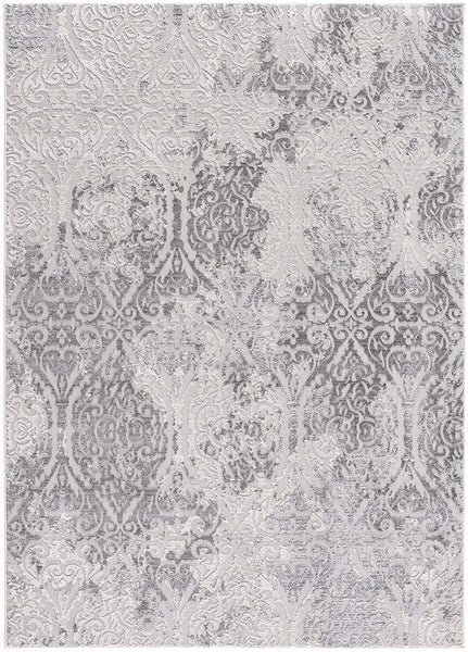 4’ x 6’ Cream and Gray Tinted Ogee Pattern Area Rug