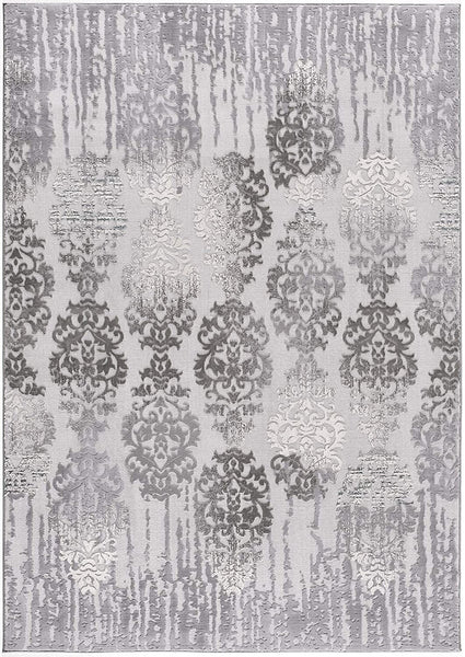 2’ x 10’ Gray Dripping Damask Runner Rug