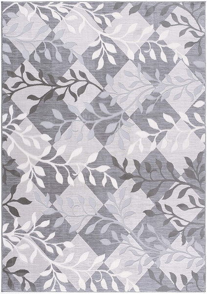 2’ x 4’ Gray Diamond and Vines Area Rug