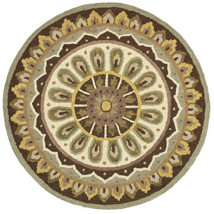 4’ Round Brown Medallion Area Rug