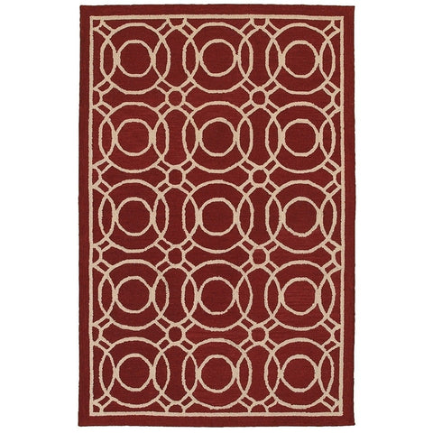 5’ x 8’ Red Geometric Trellis Area Rug