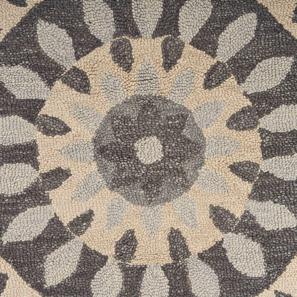 4’ Round Gray Floral Bloom Area Rug