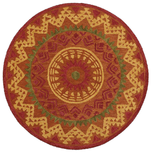 4’ Round Orange Decorative Area Rug