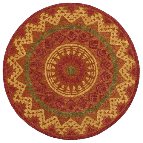 4’ Round Orange Decorative Area Rug