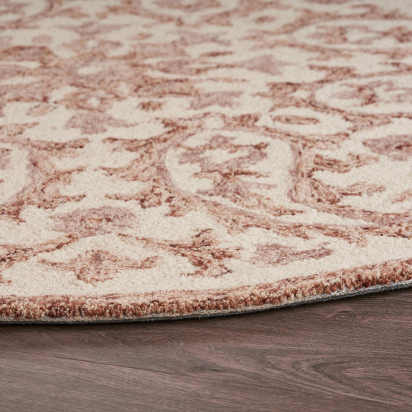 4’ Round Brown Traditional Paisley Area Rug