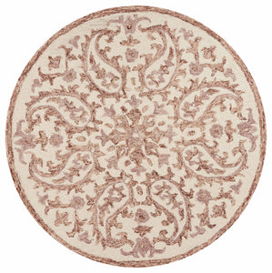 4’ Round Brown Traditional Paisley Area Rug