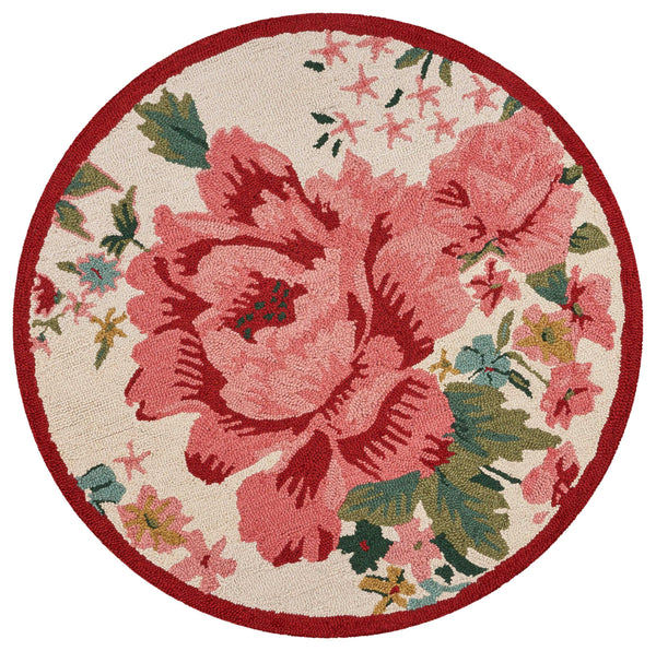 4’ Round Pink Rose Area Rug