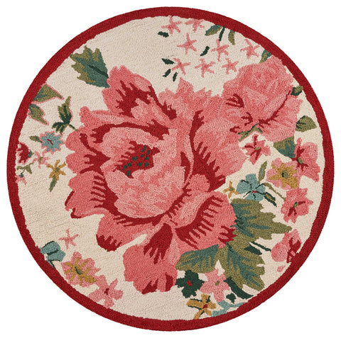 4’ Round Pink Rose Area Rug